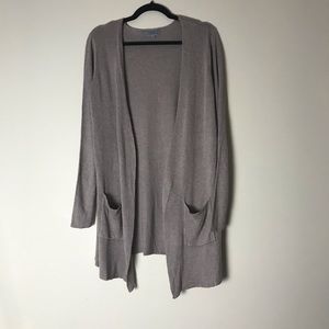 Joseph A. taupe open front cardigan size M
